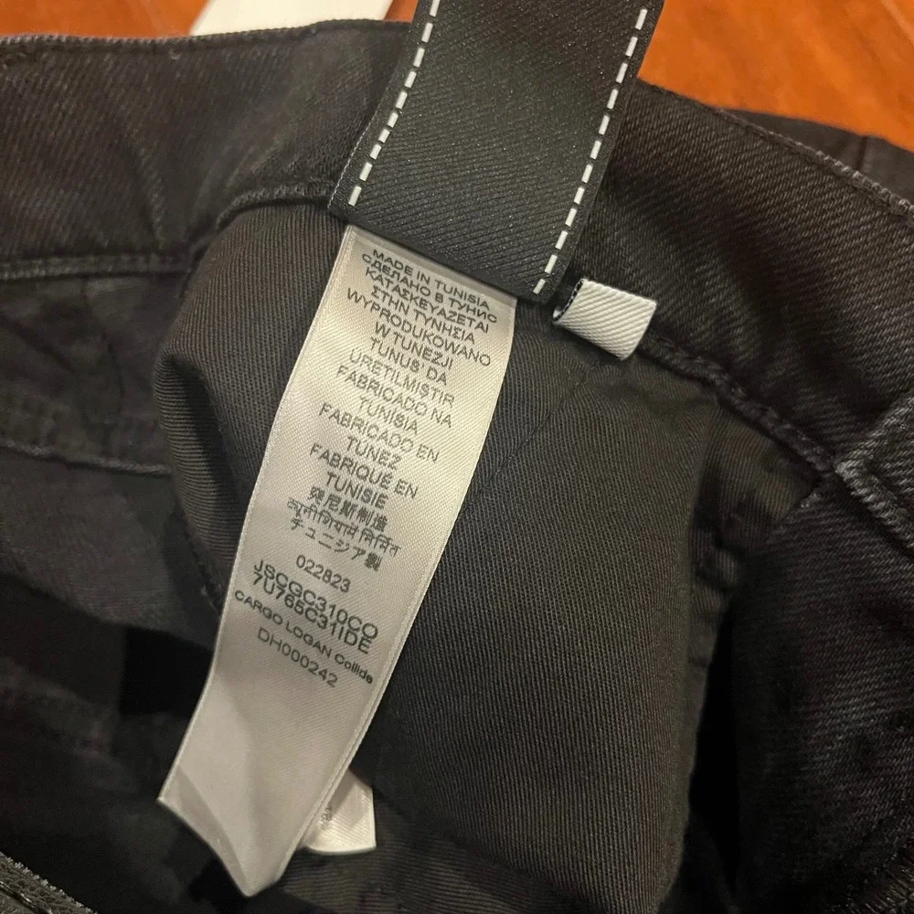 7 For All Mankind Cargo Logan Colide Jeans Denim Washed Black Wide Leg New Sz 26